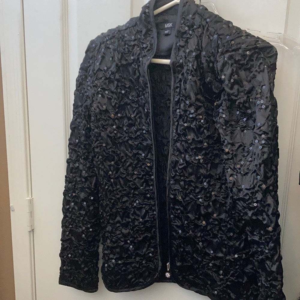 FINAL MARKDOWN Msk zip front black evening jacket small